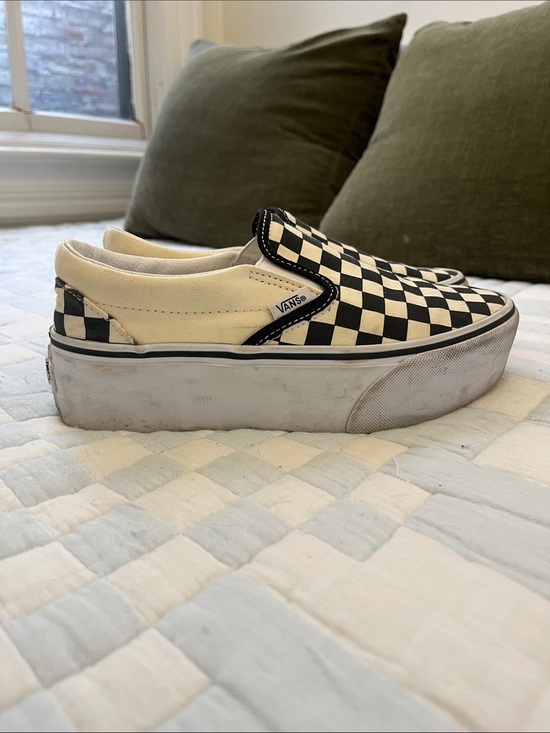 Vans Shoes - Vans Platform Checkerboard Slip-On Sneakers in Black & Cream